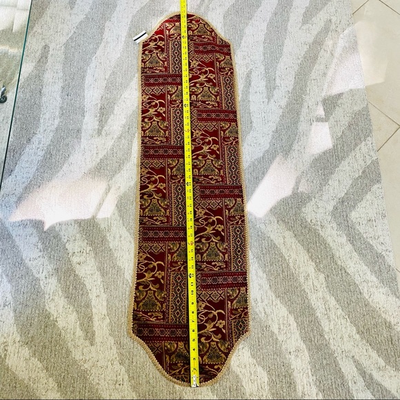 Tapestry Table Runner in red/gold 53” - Picture 3 of 3